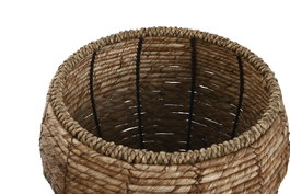 DKD Home Decor Macetero Tropical Set de 3 Fibra Metal Natural 35 x 25 x 35 cm