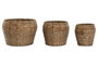 DKD Home Decor Set de 3 Maceteros de Fibra y Metal Natural 35x35x25 cm