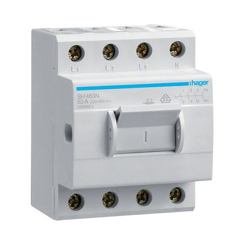 Hager SH463N Disyuntor de polos 63A 4 polos Hager SH463N Disyuntor de polos 63A 4 polos