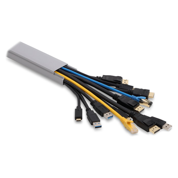 DeLOCK 22091 Canaleta autoadhesiva con tapa deslizante 40 x 19 mm, 2 unidades, Gris