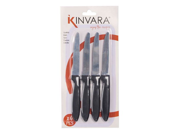 KINVARA Set 4 Cuchillos Sierra Negros 12x26x1 cm Acero Inoxidable PP (Set de 12) KINVARA Set 4 Cuchillos Sierra Negros 12x26x1 cm Acero Inoxidable PP (Set de 12)