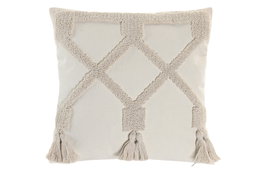 DKD Home Decor Cojín de Poliéster 45x45 cm Crudo con Aplicaciones (Pack de 2)