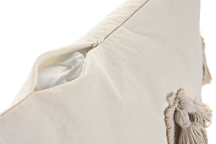 DKD Home Decor Cojín de Poliéster 45x45 cm Crudo con Aplicaciones (Pack de 2)