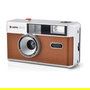 AgfaPhoto 603002 Cámara Analógica Compacta 35mm Reutilizable, Color Marrón/Plata, Lente Fijo 32mm, Flash Integrado, Batería AAA