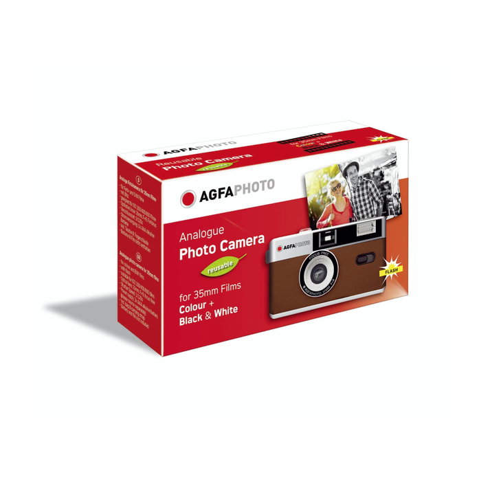 AgfaPhoto Cámara Analógica Compacta Reusable 35mm Marrón y Plata AgfaPhoto Cámara Analógica Compacta Reusable 35mm Marrón y Plata