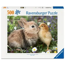 Ravensburger Puzzle 12001900 de 500 Piezas, Conejo y Pollito - Colección Animales Bebé - A partir de 12 Años, Puzzle de Primera Calidad