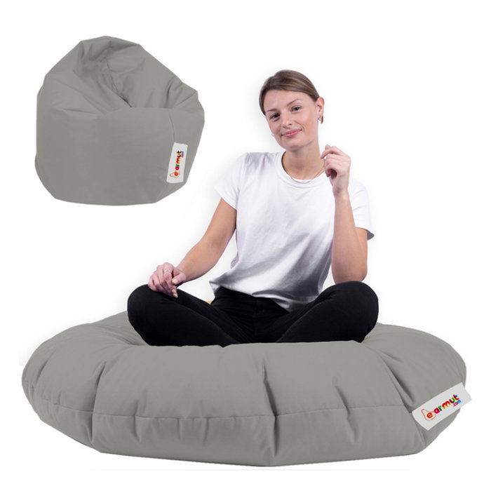 Atelier Del Sofa 100 Cushion Pouf - Gris Humo para Jardín, 100cm Diámetro, Impermeable, Espuma Reciclada