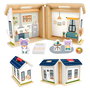 Fisher-Price Casa de Muñecas de Madera Portátil Jgr81 con 6 Piezas - Juguete para Niños +3 años