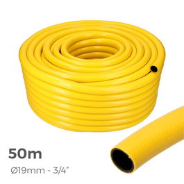 Edm Manguera Agrícola PVC Amarilla 19 mm (3/4") 50 m Antitorsión 3 Capas Resistente UV Anti-Algas 25 Bar
