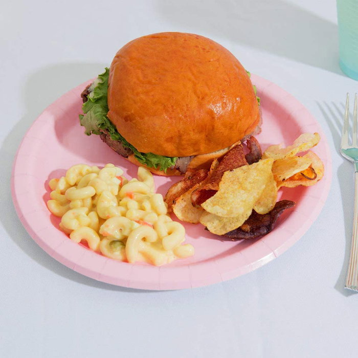 Algon Set 10 Platos Cartón Rosa Baby Shower 21 cm x 21 cm x 1.5 cm (24 Unidades)