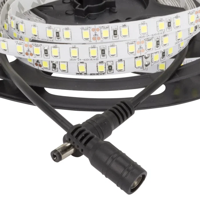 GR Tira LED Flexible de 5 Metros, 600 LEDs SMD2835 24V, 40.000 Horas, 4200K, Autoadhesiva, Ideal para Estanterías y Vitrinas