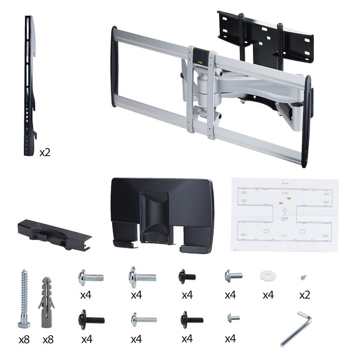 StarTech.com Soporte de TV de Pared VESA Articulado de Perfil Bajo para Pantallas Planas de 32 a 100 Pulgadas, 85 kg de Carga, VESA 800x500, TAA, Negro