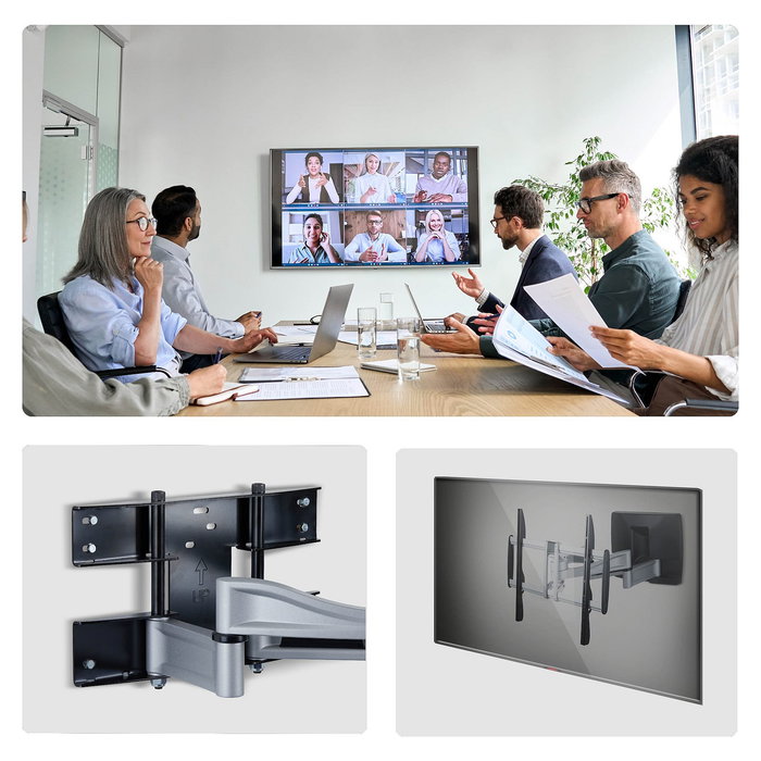StarTech.com Soporte de TV de Pared VESA Articulado de Perfil Bajo para Pantallas Planas de 32 a 100 Pulgadas, 85 kg de Carga, VESA 800x500, TAA, Negro