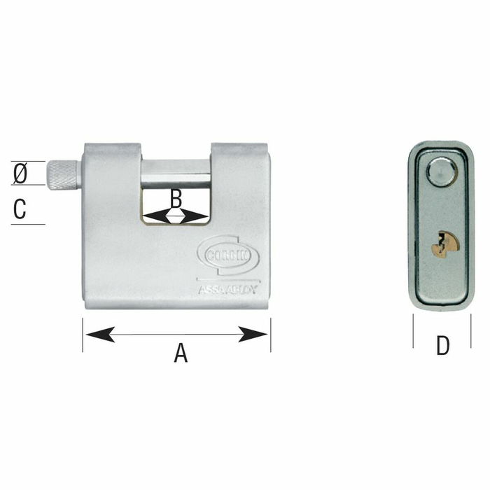 Candado de llave CORBIN Rectangular Metal Latón Acero Blindado Candado de llave CORBIN Rectangular Metal Latón Acero Blindado