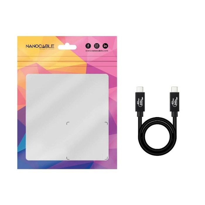 Nanocable Cable USB 4 Gen 3x2 40Gbps 240W USB-C a USB-C 1.8m Negro