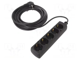 JONEX Prolongador de Alimentación 5 Tomas 10m Negro
