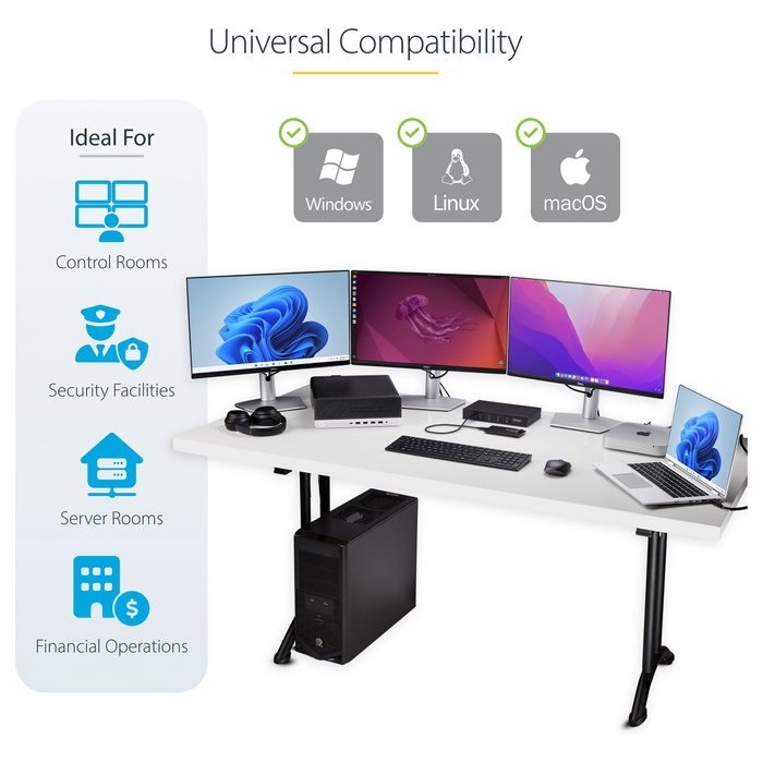 Startech Conmutador KM USB 3.0 4 Puertos Teclado y Ratón con Roaming y Audio