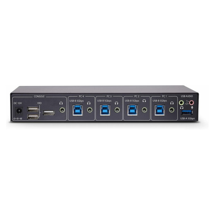 Startech Conmutador KM USB 3.0 4 Puertos Teclado y Ratón con Roaming y Audio