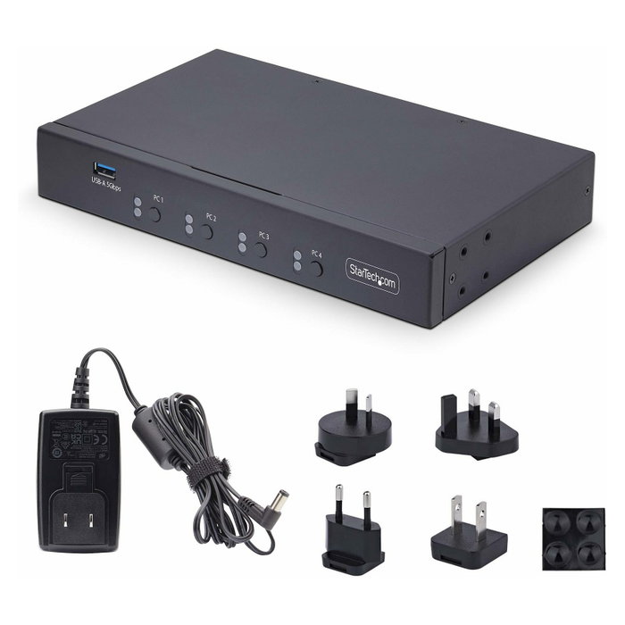 Startech Conmutador KM USB 3.0 4 Puertos Teclado y Ratón con Roaming y Audio