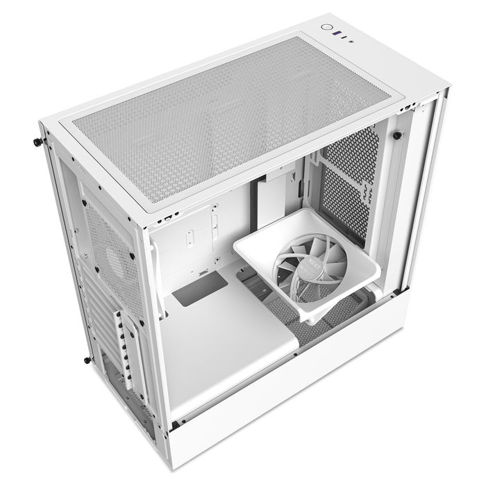 NZXT H5 Flow Midi Tower PC Blanco con Ventana Lateral y Filtro Anti-polvo. Soporta ATX, EATX, micro ATX, Mini-ITX. Máx. 16.5cm CPU cooler y 36.5cm GPU.