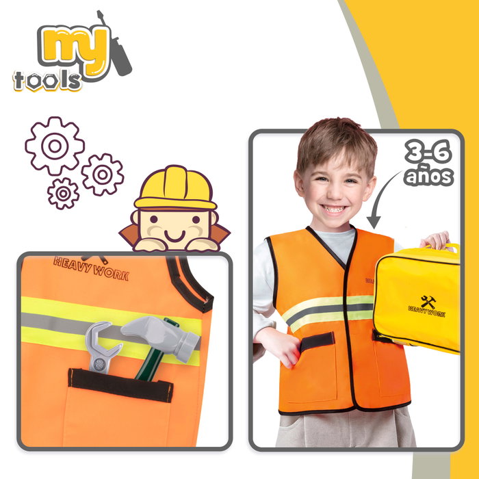 My Tools Maletín obrero con chaleco y herramientas de 6 piezas