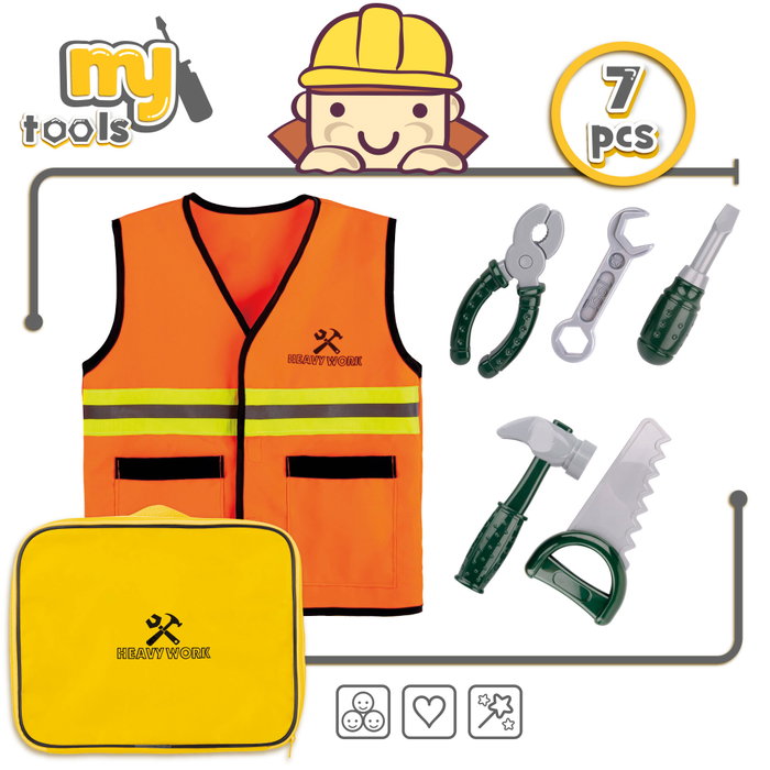 My Tools Maletín obrero con chaleco y herramientas de 6 piezas