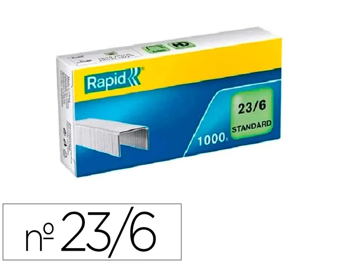 Rapid Grapas Estándar 23/6 Galvanizadas Caja de 1.000 Unidades