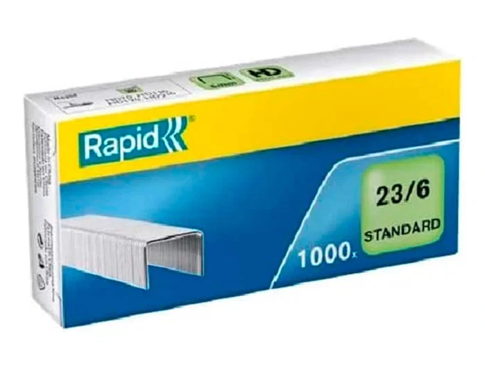 Rapid Grapas Estándar 23/6 Galvanizadas Caja de 1.000 Unidades