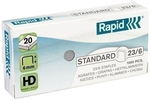 Rapid Grapas Estándar 23/6 Galvanizadas Caja de 1.000 Unidades