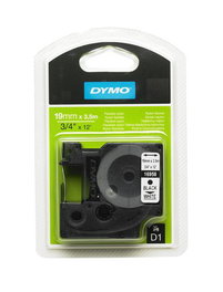 Dymo Cinta LabelManager D1 de Nylon de 19 mm x 3,5 m, Negro sobre Blanco