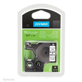 Dymo Cinta de Transferencia Térmica D1 Negro sobre Blanco 19mm x 3,5m Nylon Flexible