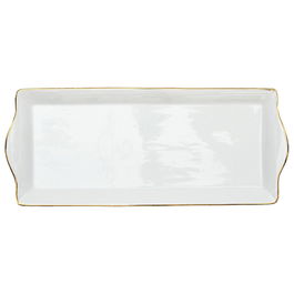 Home Deco Factory Bandeja Fuente para Servir Lounge Porcelana Ribete Dorado 31x15.5 cm