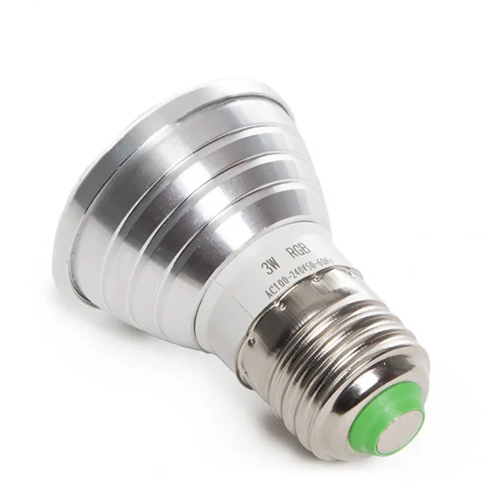 Bombilla LED E27 3W RGB con Control Remoto, 40.000H de Vida Útil [PL187220-E27]