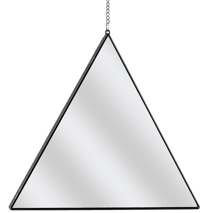 Home Deco Factory Juego 3 Espejos Triángulo Lounge Polipropileno Vidrio Colgar Cadena Ribete Negro 25x1 cm