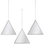 Home Deco Factory Juego 3 Espejos Triángulo Lounge Polipropileno Vidrio Colgar Cadena Ribete Negro 25x1 cm