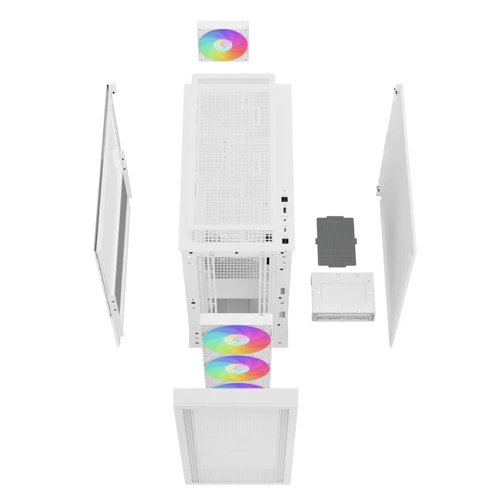 DeepCool CH560 WH Midi Tower Blanco - R-CH560-WHAPE4-G-1 - Caja PC ATX con Vidrio Templado, 3 Ventiladores Frontales 140mm RGB, USB-C, Gestión de Cables