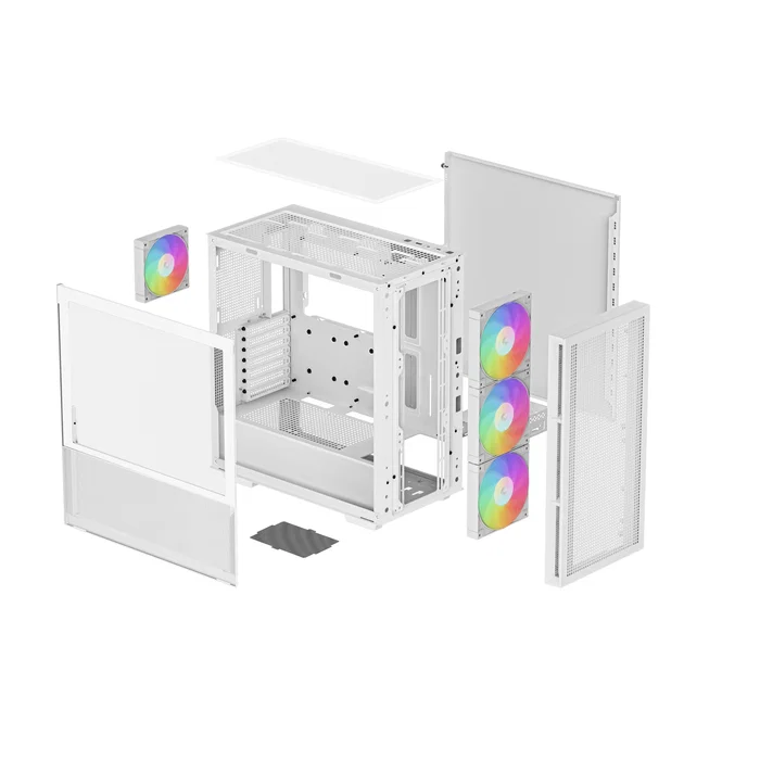 DeepCool CH560 WH Midi Tower Blanco - R-CH560-WHAPE4-G-1 - Caja PC ATX con Vidrio Templado, 3 Ventiladores Frontales 140mm RGB, USB-C, Gestión de Cables