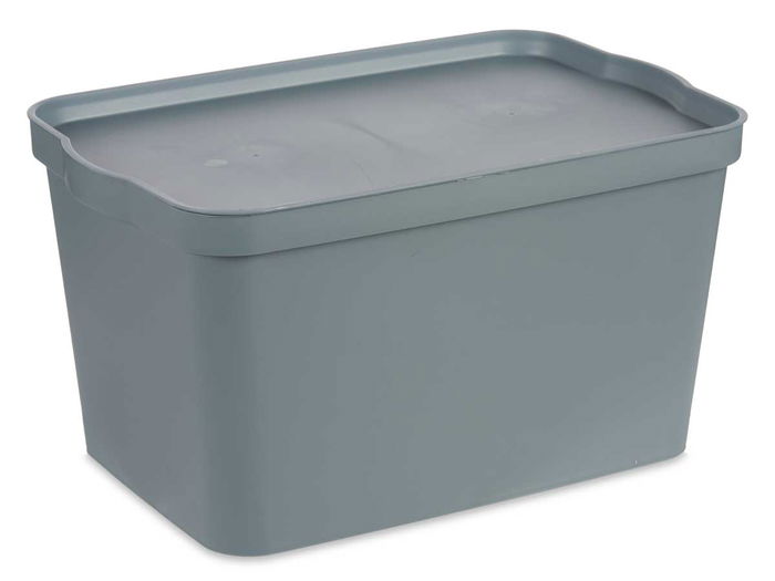 Kipit Caja de Plástico con Tapa 24L Gris 29.3x24.5x45 cm (Set de 6)