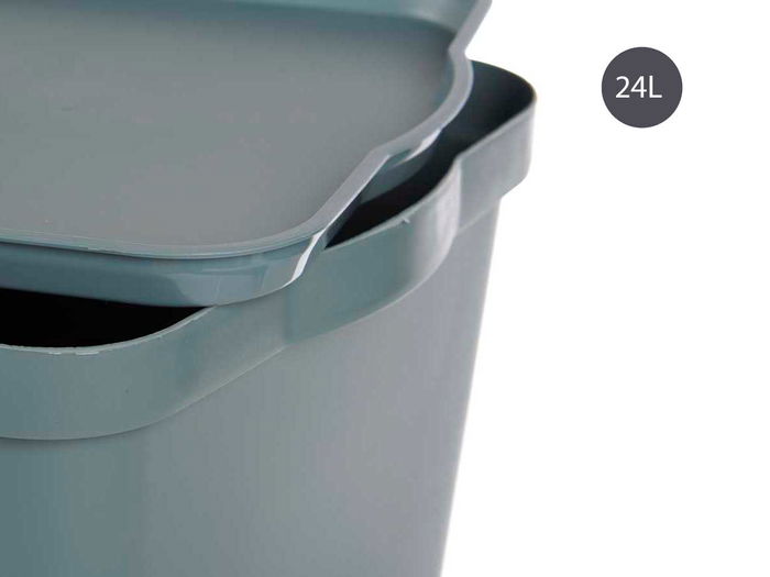 Kipit Caja de Plástico con Tapa 24L Gris 29.3x24.5x45 cm (Set de 6)