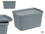 Kipit Caja de Plástico con Tapa 24L Gris 29.3x24.5x45 cm (Set de 6)