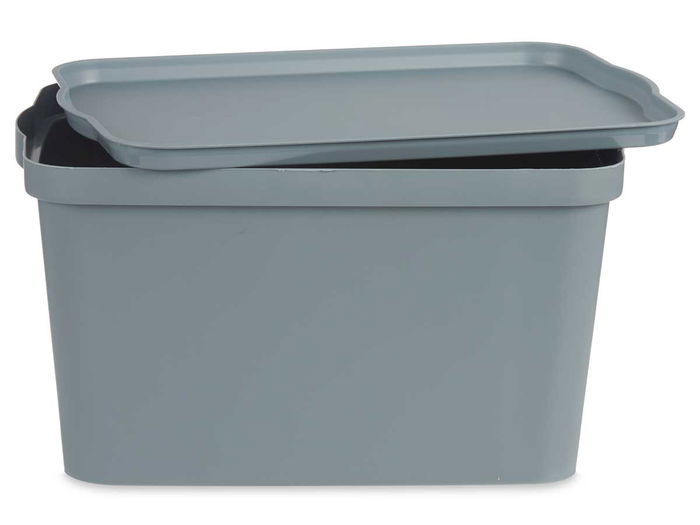 Kipit Caja de Plástico con Tapa 24L Gris 29.3x24.5x45 cm (Set de 6)