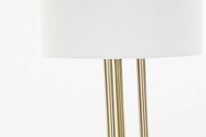 DKD Home Decor Lámpara de Pie Glam Dorado Blanco Metal Lino 33 x 165 x 33 cm