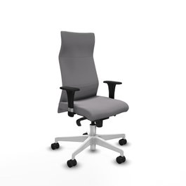 PIQUERAS Y CRESPO Sillón Albacete Gris con Mecanismo Sincro y Base Blanca