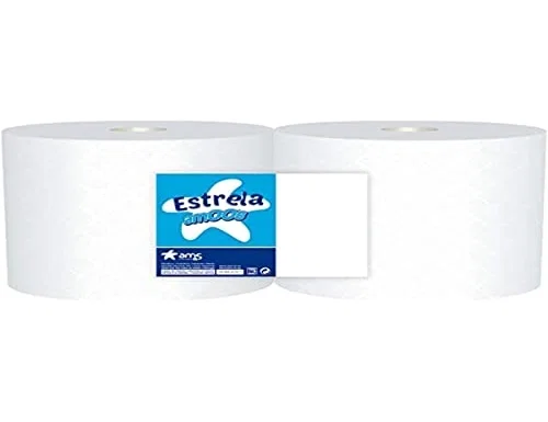 Amoos Papel secamanos industrial 2 capas, 235 mm x 400 m, paquete de 2 rollos