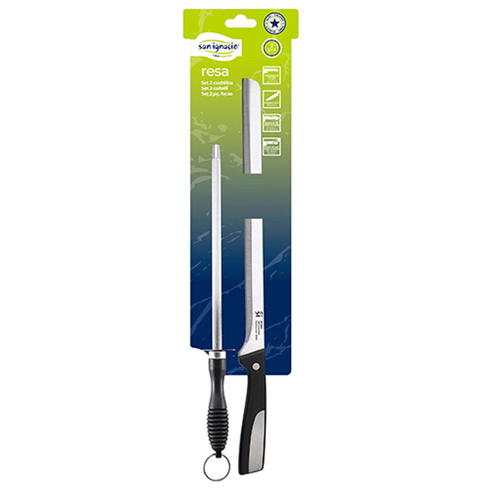 San Ignacio Juego de Cuchillo Jamonero y Chaira SG-4362 en Acero Inoxidable