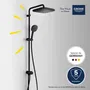 Grohe 266982431 Columna de Ducha Vitalio Comfort 250 con Desviador Manual, Ahorro de Agua, Negro Mate