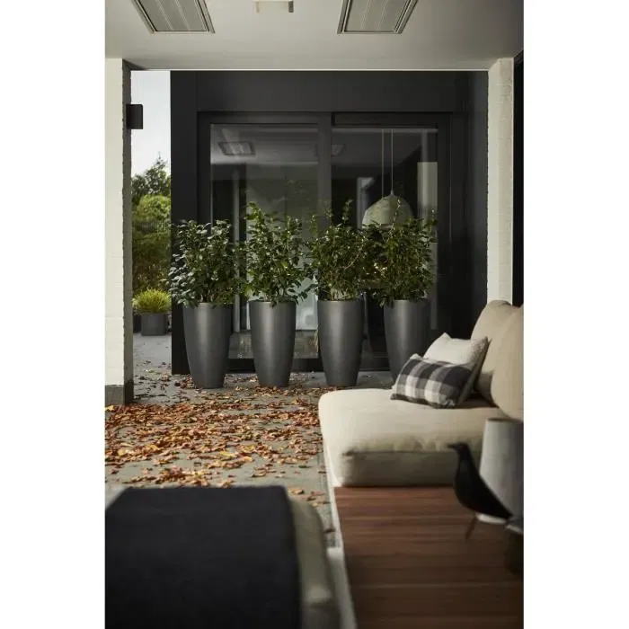 Elho Maceta Pure Soft Round High 30 Antracita, Uso Interior y Exterior, Ø 29,5 x H 52,5 cm