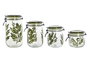 DKD Home Decor Set de 4 Botes de Cristal y Hierro Botánico Verde