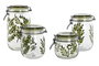 DKD Home Decor Set de 4 Botes de Cristal y Hierro Botánico Verde