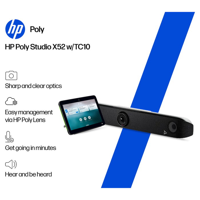 HP Poly Studio X52 con TC10 All-in-One Sistema de Video Conferencia 4K (UE)